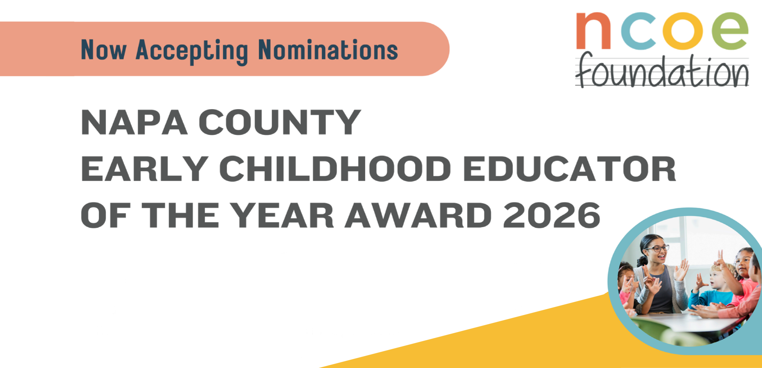 Now Accepting Nominations for the Napa County Early Childhood Educator of the Year Award 2026