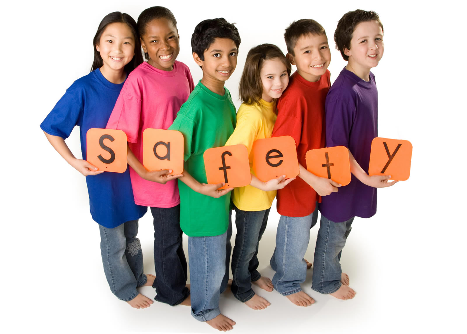 Kids holding safety sign