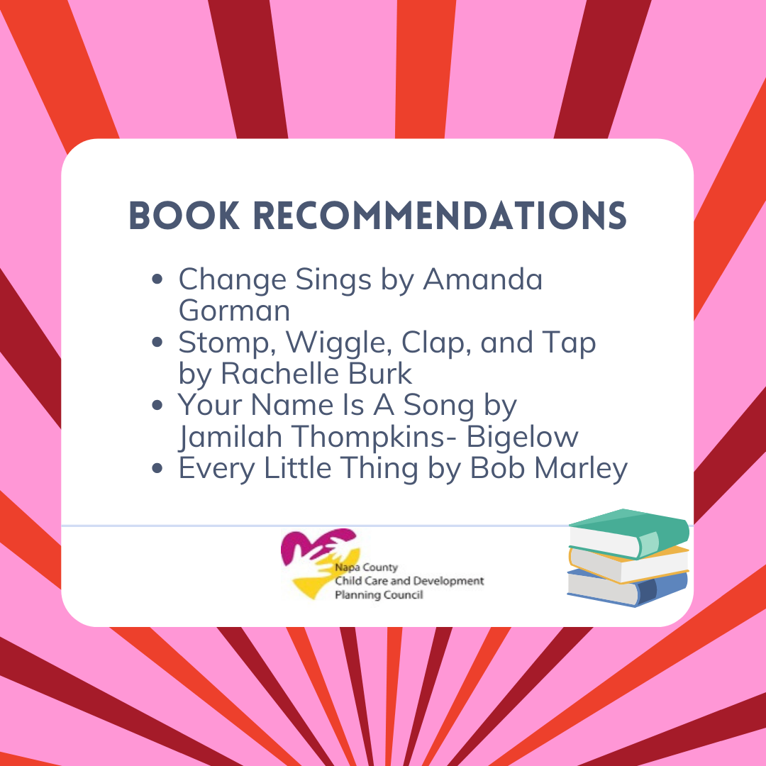 Book Recommendations - Change Sings, Stomp, Wiggle, Clap and Tap, Your Name Is A Song, Every Little Thing