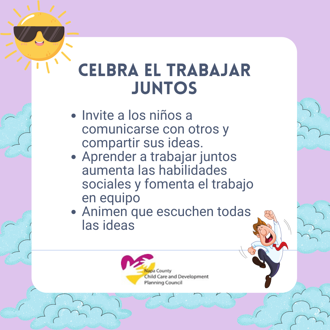 Celebra el Trabajar Juntos - invite children to communicate, learn to work together, encourage listening
